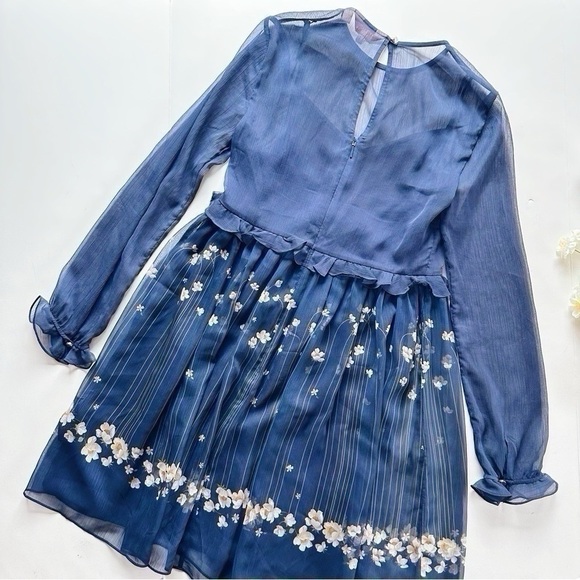 NEW Ted Baker Women’s Zumi Dress Pearl Print Navy Long Sleeve Size 1 - Picture 9 of 11